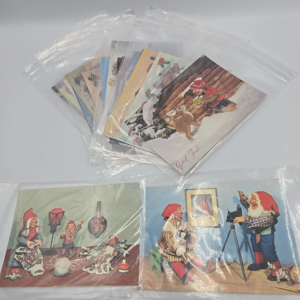 (16) c1910's Christmas Elf Gnomes Nisse‎ Winter Scenes Posted Antique Unused